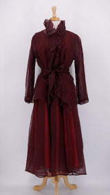 NEW SEASON - Grizas - Silk Chiffon Dress - Ruby - 2360