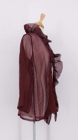NEW SEASON - Grizas - Silk Chiffon Jacket - Ruby - 2356