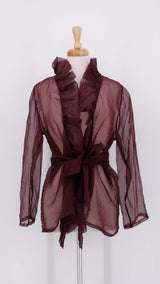 NEW SEASON - Grizas - Silk Chiffon Jacket - Ruby - 2356
