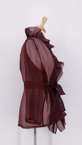 NEW SEASON - Grizas - Silk Chiffon Jacket - Ruby - 2356