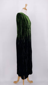 NEW SEASON - Grizas - Ombre Velvet Crinkle Dress - Green - 2363