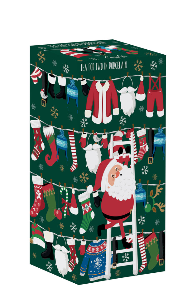 Christmas Friends Porcelain Stackable Tea Set Green