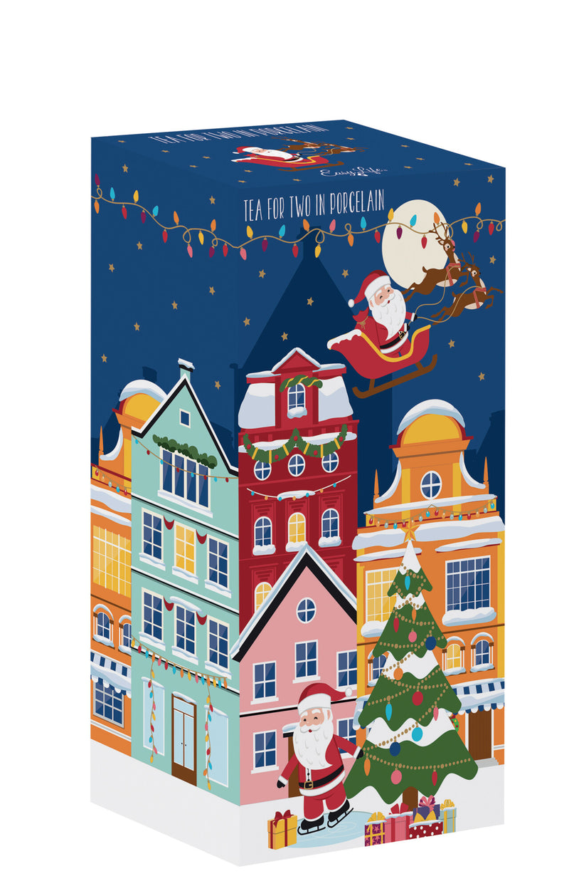 Christmas Friends Porcelain Stackable Tea Set Blue