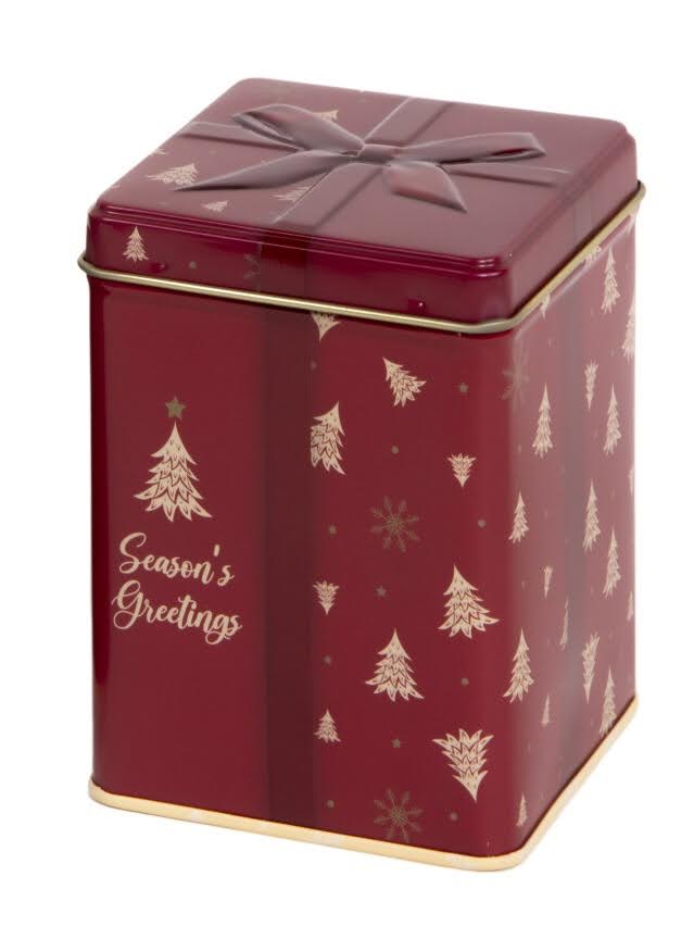 Seasons Greetings 100g Square Caddy Red