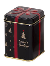 Seasons Greetings 100g Square Caddy Black