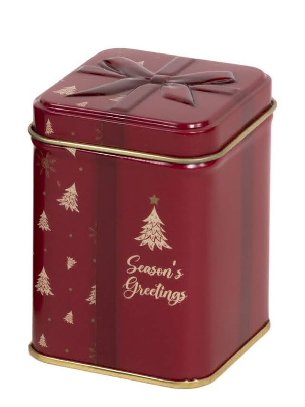 Seasons Greetings 100g Square Caddy Red