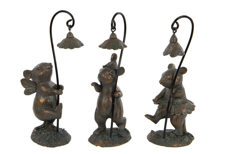 Set of 3 Bronze Effect Fairy Mice
