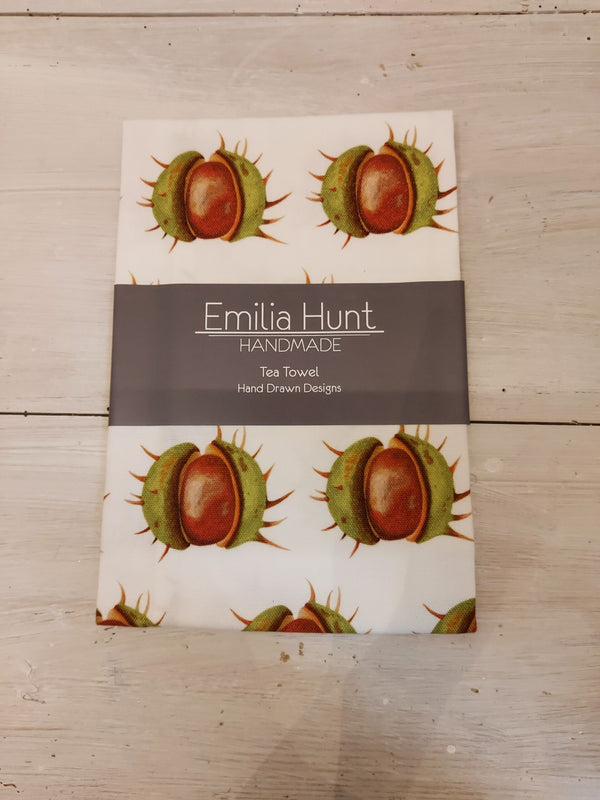Emilia hunt Tea Towel - White Conker