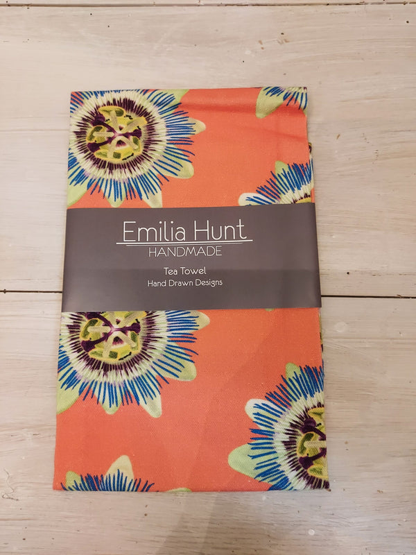 Emilia Hunt Tea Towel - Orange Passion Flower
