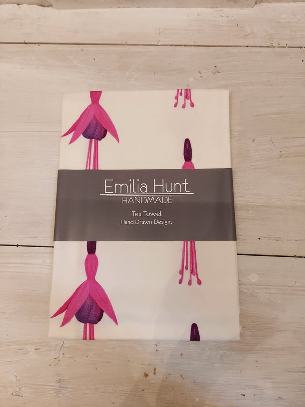 Emilia Hunt Tea Towel - White Fushia