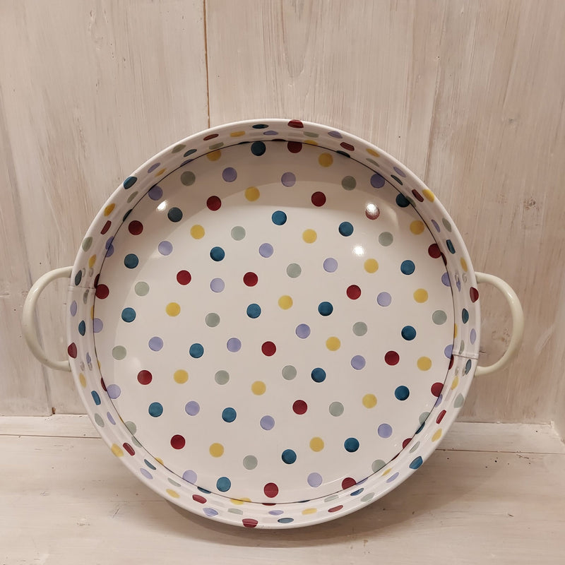 Emma Bridgewater Round Handled Tin Tray - Polka Dots