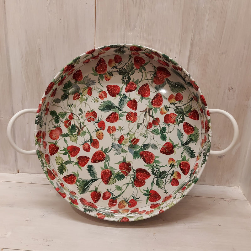 Emma Bridgewater Round Handled Tin Tray - Vegetable Garden Strawberries