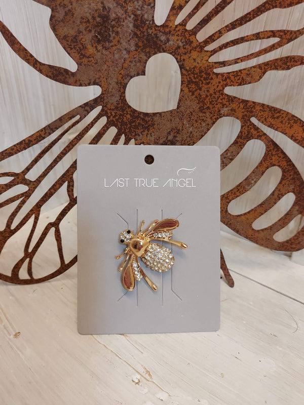 Last True Angel Gold Diamante Bee Brooch - LPQ019G