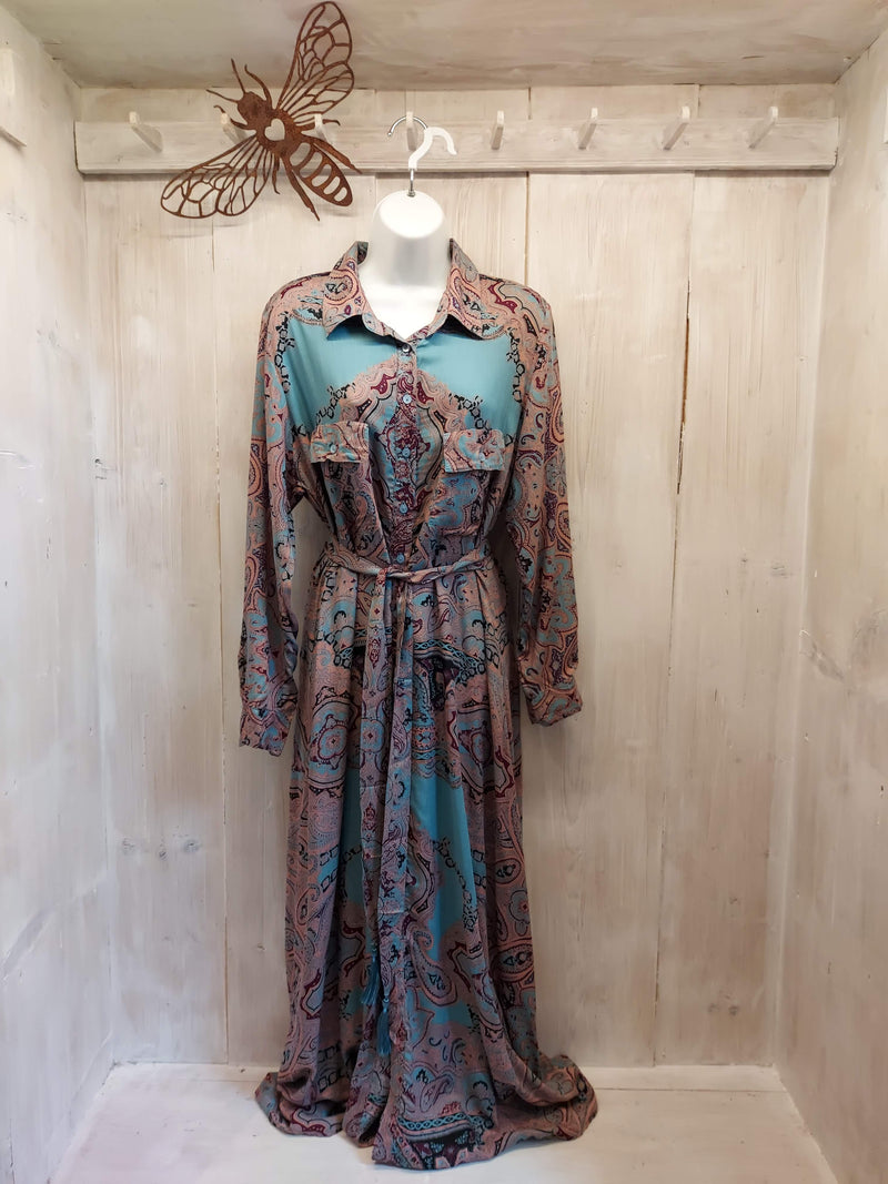 Tribe + Fable - Shirt Dress - Mosaic Blue - 422