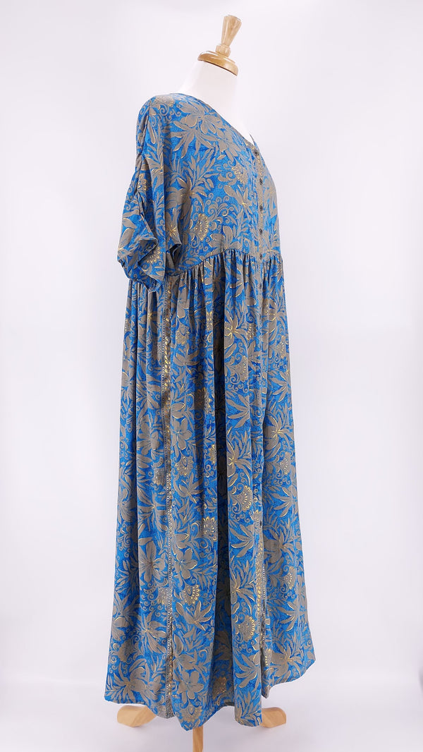 Gabrielle Parker - Long Jasmine Dress - Magnolia Blue with Gold - 912