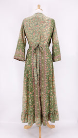 Gabrielle Parker - Isabella Wrap Dress - Meadow Green & Pink with Gold - 947