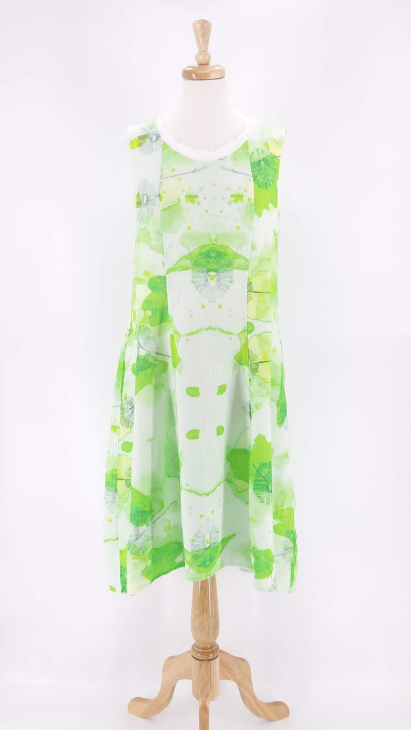 Grizas Linen Dress - Lime Print - 763