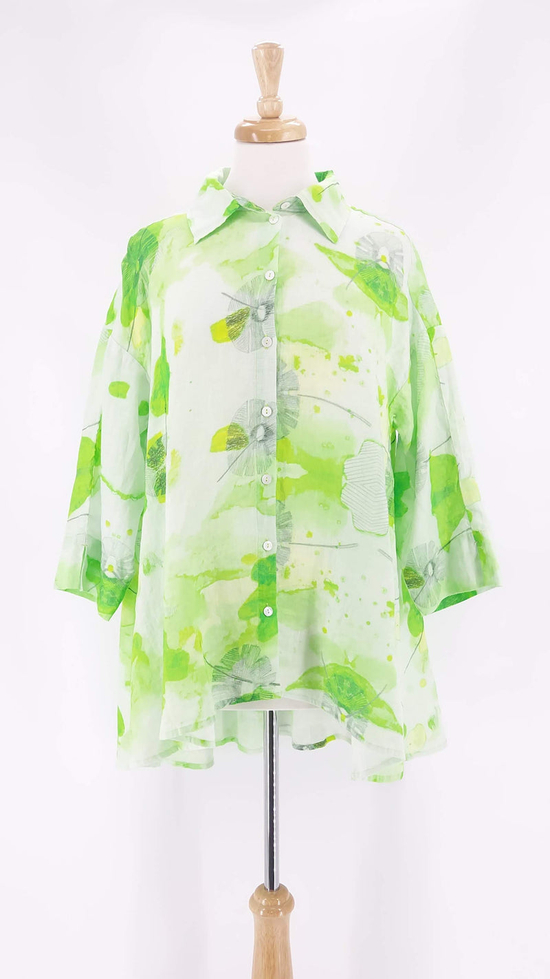 Grizas - Linen Shirt - Lime Print - 762