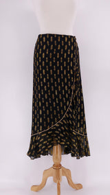 Stardust - Wrap Skirt - Black with Gold Print - 311