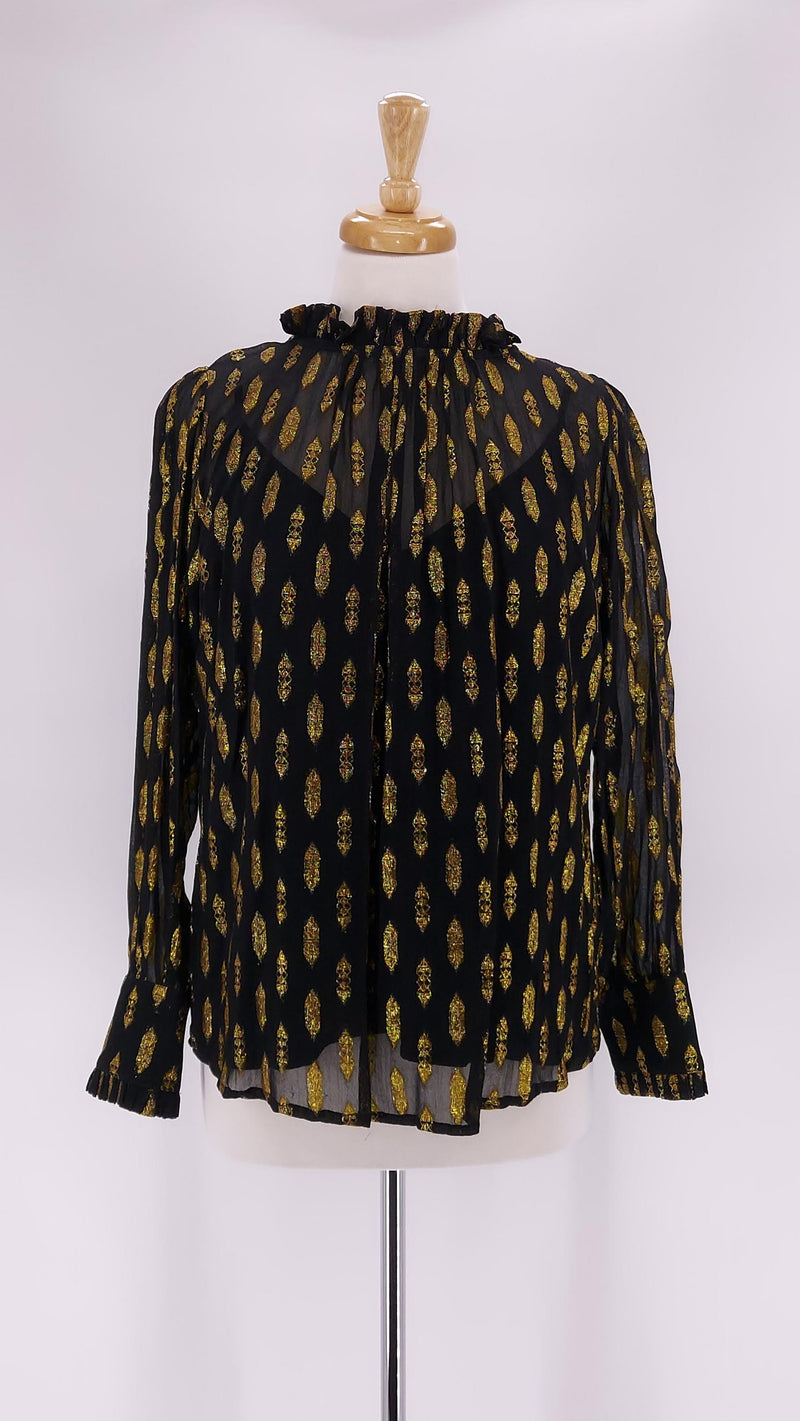 Stardust - Blouse - Black with Gold Print - 312