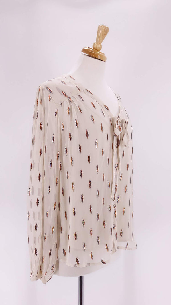 Stardust - Metallic Print Blouse - Cream - 313