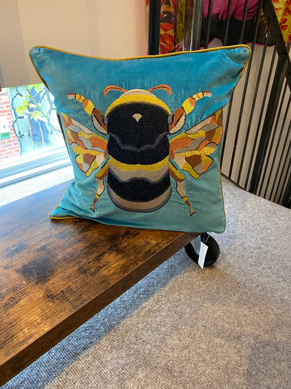 My Doris - Velvet Cushion - Teal Bee