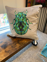 My Doris - Velvet Cushion - Green Beetle